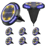 AsperX Solar Bodenleuchten 8 Stück 10 LEDS Solarlampen für Außen Garten IP65 Wasserdicht Solar Gartenleuchten Kunststoff Solarlampe für Deck, Garten, Gehweg, Rasen, Hof, Warmweiß+Blau