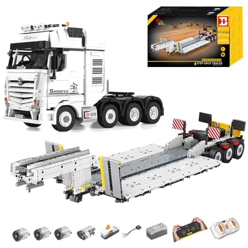 KYLON Technik LKW mit Anhänger Bausatz, YC-GC007 LKW mit Tieflader Bausatz, 4478 Teile Truck mit Anhänger Bausatz für Kinder Erwachsene