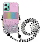 Tivenfezk Nadoli für Xiaomi Poco X5 5G Glitzer Handykette Hülle,Silikon Bling Durchsichtig Crossbody Tasche zum Umhängen Schutzhülle mit Telefon Clip Halter Band