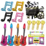 14 Stück Gitarre Aufblasbar, Aufblasbare Instrumente, Luftgitarren zum Aufblasen, Luftgitarre, Aufblasbare Gitarre, Aufblasbare Musikinstrumente Party Props für Kinder, Deko Carnival