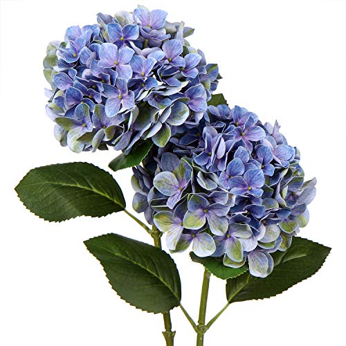 Künstliche Hortensie Blumen Real-Touch Kunstblumen Wie Echt Hydrangea Kunstzweige Blumengesteck für Bürotischen, Hotels, Rezeptionen, Wartezimmer, Esstische, Cafes Dekoration, 2 Stück