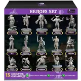 Wildspire 15 Hero Character & NPC Miniatures for DND D&D & Dungeon and Dragons Figures Fantasy Tabletop RPG Bulk Unpainted Mini