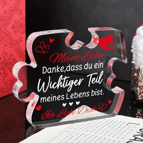 Valentinstag Liebes Geschenk für Freundin Ehefrau, Ich Liebe Dich Geschenk für Männer Ehemann, Jahrestag Geschenk für Ihn Sie, Acryl Block Puzzle, Romantische Geschenke für Ihn Sie zum Valentinstag