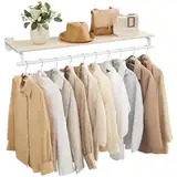 SONGMICS Wandgarderobe, Garderobe, Wandregal mit Kleiderstange, Gesamtbelastbarkeit 60 kg, 28 x 109 x 13,2 cm, für Schlafzimmer, Ankleidezimmer, naturbeige-wolkenweiß HSR135W01