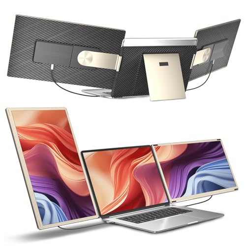 Laptop Screen Extender, 15.6” Portable Monitor, FHD 1080P Ultra-Slim Travel Monitor mit Lautsprechern, Triple Display Extension, Kompatibel mit 13-17.3“ Laptops
