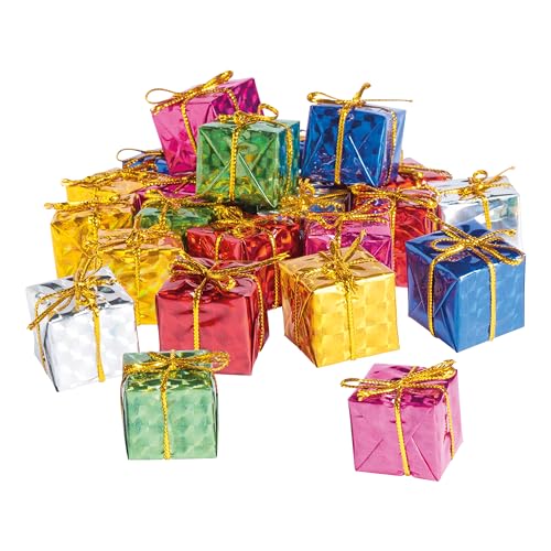 24 Deko Geschenkpäckchen 24x24x22mm bunt mit Schleife Weihnachten Dekoration Christbaum Tannenbaum Schmuck