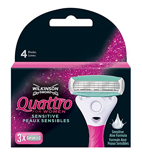 Wilkinson Sword Quattro for Women Sensitive Rasierklingen Klingen, für Damenrasierer, 3 St