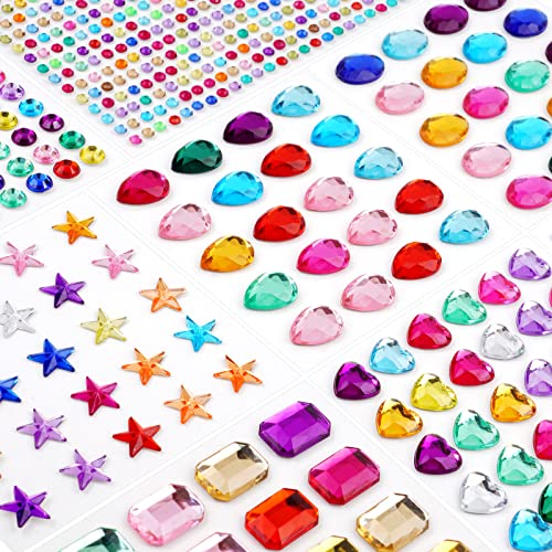 Vicloon Glitzersteine Selbstklebend,9 Blätter Schmucksteine Aufkleber, 939 Stück Acryl Bunt Strasssteine Selbstklebend für Gesicht, Körper, Nägel und Handwerke, Fotorahmen, Grußkarten…