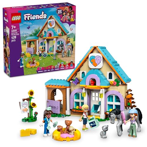 LEGO Friends Tierarztpraxis für Pferde und Haustiere, BAU- und Spielset für fantasievolle Rollenspiele mit 3 Minifiguren und 5 Tierfiguren, Geschenkidee für Mädchen ab 7 Jahren 42651