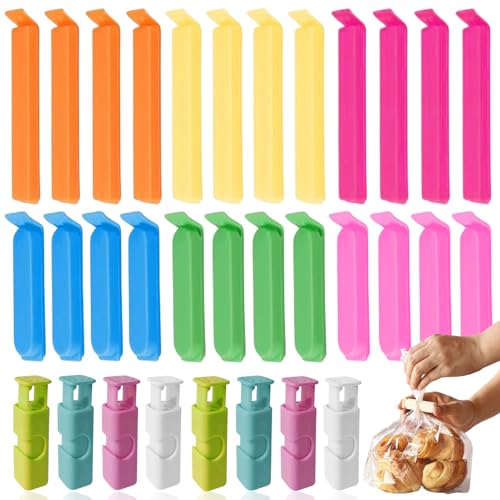 Verschlussclips 32 Stück, 7/11cm Lang Clips für Tüten, Lebensmittel Clips Verschlussklammern Küche Dichtungsclip Wiederverwendbar Tütenclips Bunt für Verpackung Snacks Süßigkeiten Kaffee Klipser