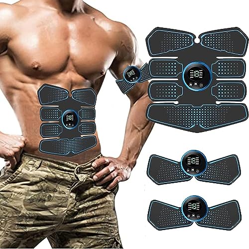 CHENAN EMS Bauchtrainer Trainingsgerät, EMS Elektrische Muskelstimulation, USB Wiederaufladbar Bauchmuskeln Stimulationsgerät 8 Modi & 19 Intensitäten für Bauch, Arm, HIPS, Bein