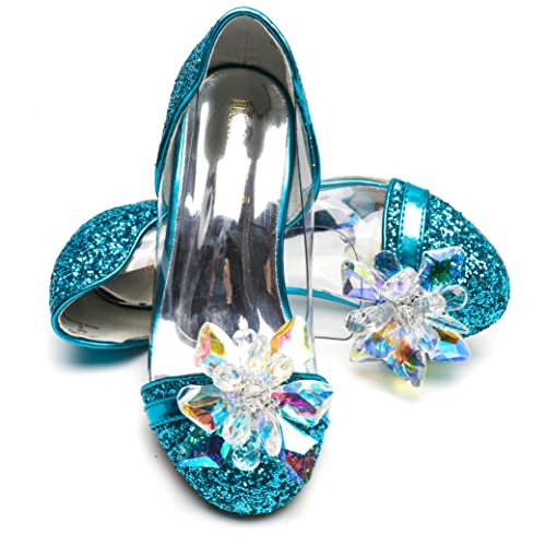 ELSA & ANNA Prinzessin Schuhe Mädchen – Prinzessin Schuhe mit 3 cm hohem Absatz – Glitzer Schuhe Mädchen – Schuhe für ELSA Kleid für Partys, Fasching, Karneval – (BLU14-SH)