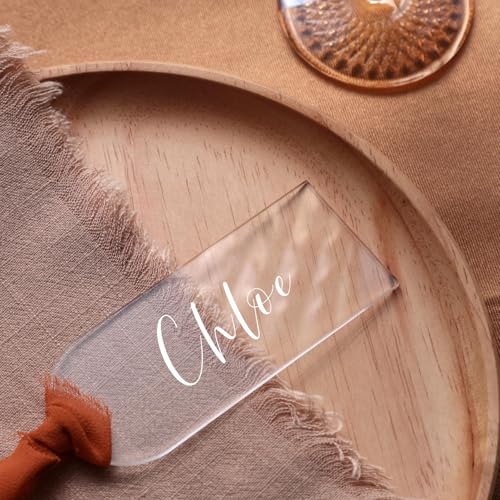 UNIQOOO 20 Stück transparente Acryl-Tischkarten, 9,9 x 4,1 cm, DIY blanko, Hängeetiketten, perfekt für Hochzeitstischdekoration, Geburtstag, Tafelaufsatz, Dekoration, Party, Jubiläum, Event