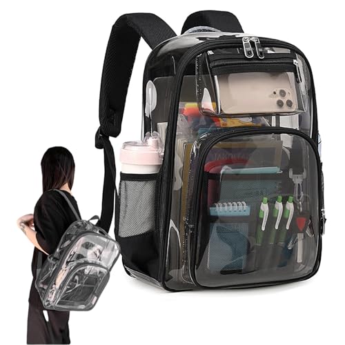 NLONLL Durchsichtiger Rucksack Transparent Schulrucksack Klarer Rucksack Stadion Zugelassen Bibliothek Tasche PVC Buchtasche Stadiontasche für Konzertsport Schule College Sport Beruf Reise