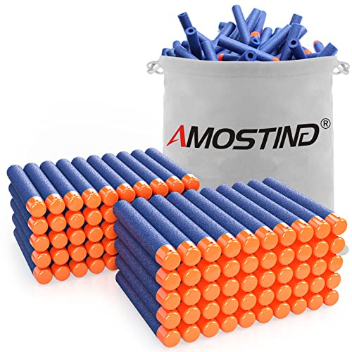 AMOSTING 100 Pfeile für Nerf Elite 2.0 mit Kordelzugbeutel, Ersatzpfeile Munition Foam Darts kompatibel mit Nerf Hasbro Fortnite - Blau