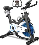 LABGREY Heimtrainer Fahrrad, Fitness Fahrrad für Zuhause, Indoor Kardio Training, Bike mit Pulsmesser, LCD Display, Ipad Halter, Sitz & Widerstand Einstellbar, Bis 130KG (Silber)