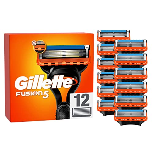 Gillette Fusion 5 Rasierklingen, 12 Ersatzklingen für Nassrasierer Herren mit 5-fach Klinge