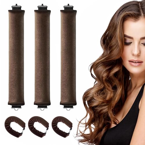 Locken Ohne Hitze - 3 Heatless Curls Band, Lockenwickler Ohne Hitze Overnight, Haarnudel for Long Hair, Heatless Hair Curler Ideal Für Jeden Haartyp, DIY Overnight Curls for Long, Medium Hair