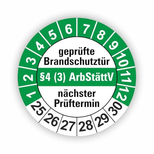 Fassbender-Druck PRÜFPLAKETTEN - Hochwertige Prüfetiketten BRANDSCHUTZ Prüfung Ø 20mm - Selbstklebende PVC-Folie - Wartungsetiketten für Prüfung - Prüfplakette für Prüfungsnachweis (250 Stück)