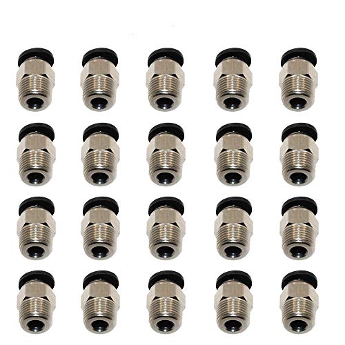 3Dman PC4-M10 Male Straight Pneumatic PTFE Tube Push In Quick Fitting Connector for E3D V6 Long Distance Bowden Extruder 3D Printers-20pcs