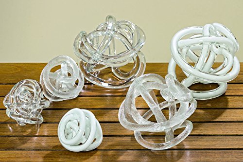 Dapo Dekoartikel aus Glas Handarbeit Unikate Regal-Fensterdekoration Tischdeko Briefbeschwerer Geschenk (klar-weiß-gerippt, 9cm)