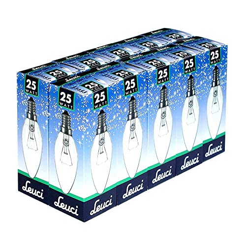 Leuci 10 x Glühbirne Kerze 25W E14 Glühlampe KLAR Glühbirnen Glühlampen Kerzen warmweiß dimmbar (25 Watt)