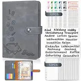 A6 Budget Planner Deutsch, Bugetplaner Budget Binder sparbuch, Glücksschwein Geld Organizer mit Folien Cash Stuffing mit 12 Stück Umschlagmethode Binder …