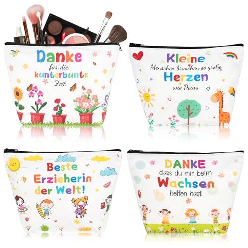 4 Abschiedsgeschenk Erzieherin, Abschiedsgeschenk Kindergarten mit Dankesworte, Leinwand Erzieherin Geschenk, Weißes Geschenk Erzieherin Abschied, für Lehrerin Erzieher Geschenk von Schülern