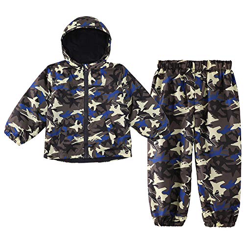 LZH Jungen Mädchen Regenmantel, wasserdichte Kapuze Jacke Mantel Hose Anzug 2PCS Sets