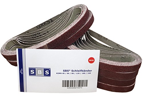 SBS Schleifbänder | 13 x 457 mm | 96 Stück | Mix Pack - 16 St. je Korn 40/60/80/120/240