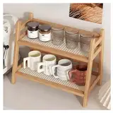 AIRCADIA Küchen Organizer 2 Tiers Bambus Nachahmung Rattanweberei Deko Küche,Gewürzregal Stehend Küche Aufbewahrung & Organisation Kaffeepads Aufbewahrung,Tee Organizer für Büro, Badezimmer (40*18*29)