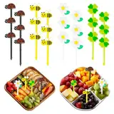 Obstgabeln Kinder 24 Stücke Bento Box Zubehör 4 Stile Food Picks Kinder Niedlich Mini Obstspieße kinder 4 Stile Food Picks Bento Zubehör,Für Kinder/Erwachsene Hochwertiges ABS Material