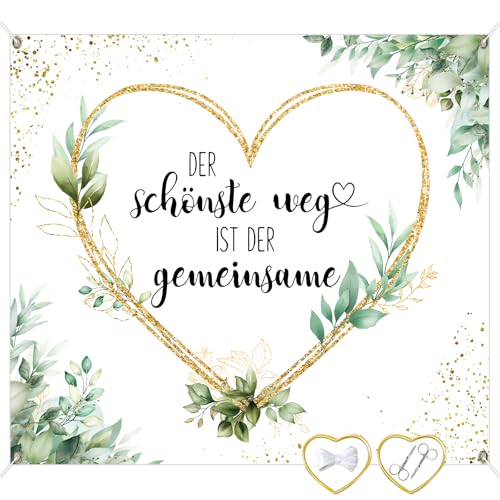 Hochzeitsherz zum Ausschneiden, Hochzeitsdekoration Banner Inklusive 2 Scheren Hochzeitsdekoration Spiel für Das Brautpaar Perfektes Hochzeitsgeschenk, für Hochzeitsdekorationen, Hochzeitsspiele