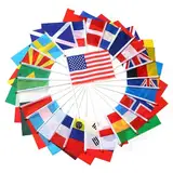 200 Stück Flaggen der Welt mit Stäbchen, 14 x 21 cm, Landesflagge auf Stab, Handflagge für Paraden, Schulsportveranstaltungen, Festivals, Feiern