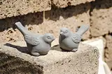 Unbekannt Vögel aus Terracotta,grau,2er Set,frostfest,ca. 15cm lang