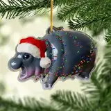 Dekoration für Zuhause, Moo Deng Nilpferd, Moo Deng Merch, Nilpferd-Spielzeug, Weihnachtsdekoration, Moo Deng Nilpferd-Anhänger, Moo Deng Acryl-Ornamente für Auto, Wohnzimmer, Schlafzimmer