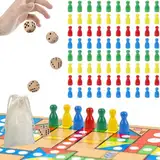 80 Stück Spielfiguren für Brettspiele Bunte Spielfiguren Bunte Halmakegel Holzpuppen Spielfiguren Spielfiguren aus Holz für Brettspiele 5 Würfel aus Holz für Brettspiele und 1 Aufbewahrungstasche