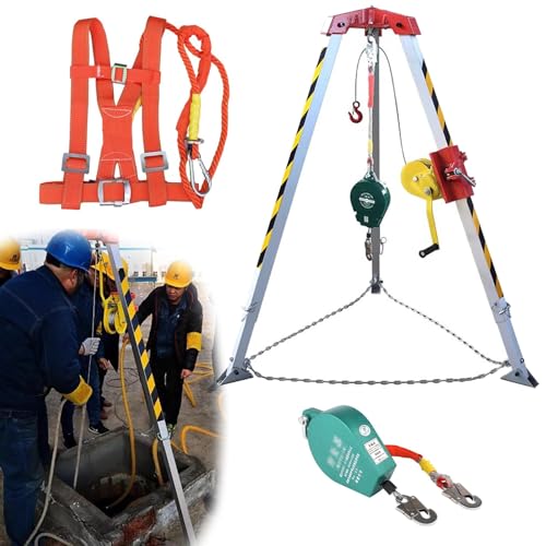 Notfall-Rettungsstativ mit 544 kg Fallsicherung und selbstsicherndem System, stabiler Aluminiumzug für enge Platzeinholung und Lebensrettung