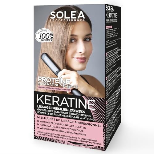 Set Brasilianisches Glätten SOLEA PROFESSIONNEL, Brasilianisches Haarglättungsset mit Keratin, professionelle Glättungsbehandlung für zu Hause, glatte und geschmeidige Haare für 14 Wochen