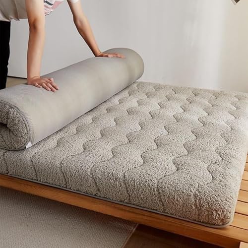 Hhllyujff Japanische Futon-Matratze, Superweiche Zottelige Aufrollbare Isomatten, Faltbare Und Tragbare Tatami-Matratze, Anwendbar Für Schlafzimmer/Zeltmatte/Gäste(Gray,150 * 200cm)