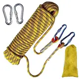 Kletterseil Sicherheitsseil 10m, Outdoor Kletterseil 8mm, Statisches Sicherheits Kletterseil, Klettern Sicherheitsseil, Nylon im Freien Rettungsseil Hochfestes Seil mit Karabiner für Campin Wandern