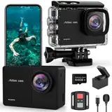 TIMNUT 4K 60FPS Action Cam, Unterwasserkamera mit 64G SD Karte 48MP HD WiFi Kamera mit EIS 40M Wasserdicht Actionkameras Weitwinkel Sportkamera mit 2 * 1350 mAh Akkus Helmhalterung Zubehör Kits