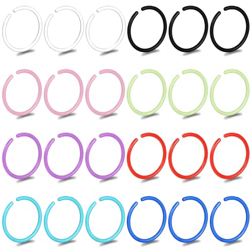 Teaaha Bunte Nasenpiercing, 16 Stück Fake Hoop Ring Piercing, Klar Durchsichtig Retainer Nasenring, U-Förmig Septum Ringe Für Helix Lippen Nase Zunge Nippel Bauch Augenbraue Ohr Knorpel