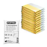 FLEXEO 10x Rettungsdecke Gold Silber - 210cm x 160cm - Rettungsfolie - Notfall - Erste-Hilfe-Decke - Notfalldecke - Rettungsdecken - Emergency Blanket - Goldfolie - Silberfolie