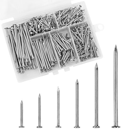 OMOTOOL 304 Edelstahl stahlnägel Set(480 Stück), Bild hängende Nägel, Wand Nägel Kit, 6 Größen