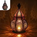 Gadgy Orientalische Lampe Metall - Marokkanisches Lampe mit Schatteneffekt - Orientalische Laterne handgemacht 36 cm ideal als Balkon-Deko - Ramadan Dekoration Windlicht innen und außen