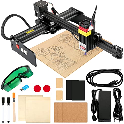 VEVOR Laser Graviermaschine Arbeitsbereich 270 x 440 mm Graviergerät, 0,05 mm Lasergravierer, 450 nm Gravierfräsen, Lasergravur 4,5 W Schneidemaschine, 6000 mm/min Geeignet für Holz, Metall, Acryl