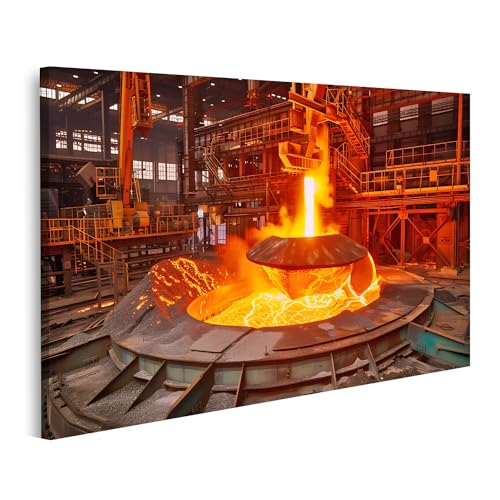 islandburner Bild auf Leinwand Metallurgisches Werk in Stahlproduktion, groäe Halle mit Kranen, unterirdischer Hochofen Industriemuseum Wandbilder Bilder