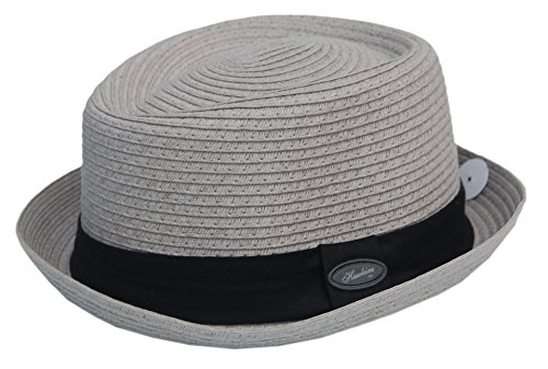 Cool4 Pork Pie Strohhut Hellgrau Sommer Stroh Hut Naturbast Cap Sonnenschutz Sonnenhut PP03 (57)