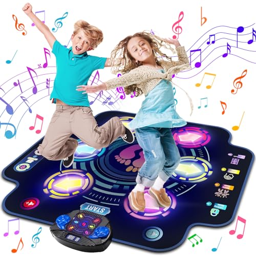 maysida Tanzmatte für Kinder ab 3 4 5 6 7 8 9 10 11 12 Jahre-6 LED Leuchten, Integrierter Musik mit Bluetooth, Weihnachten Geburtstag Geschenke Spielzeug ab 3-12 Jahre Mädchen